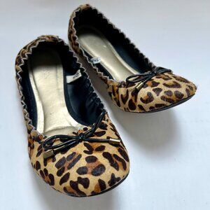 MERONA Leopard Print Real Fur Ballet Flats Women's Size 9
